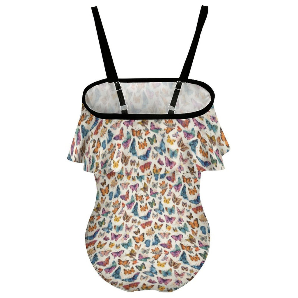 Custom Girl's Ruffle One Piece Adjustable Strap Swimsuit