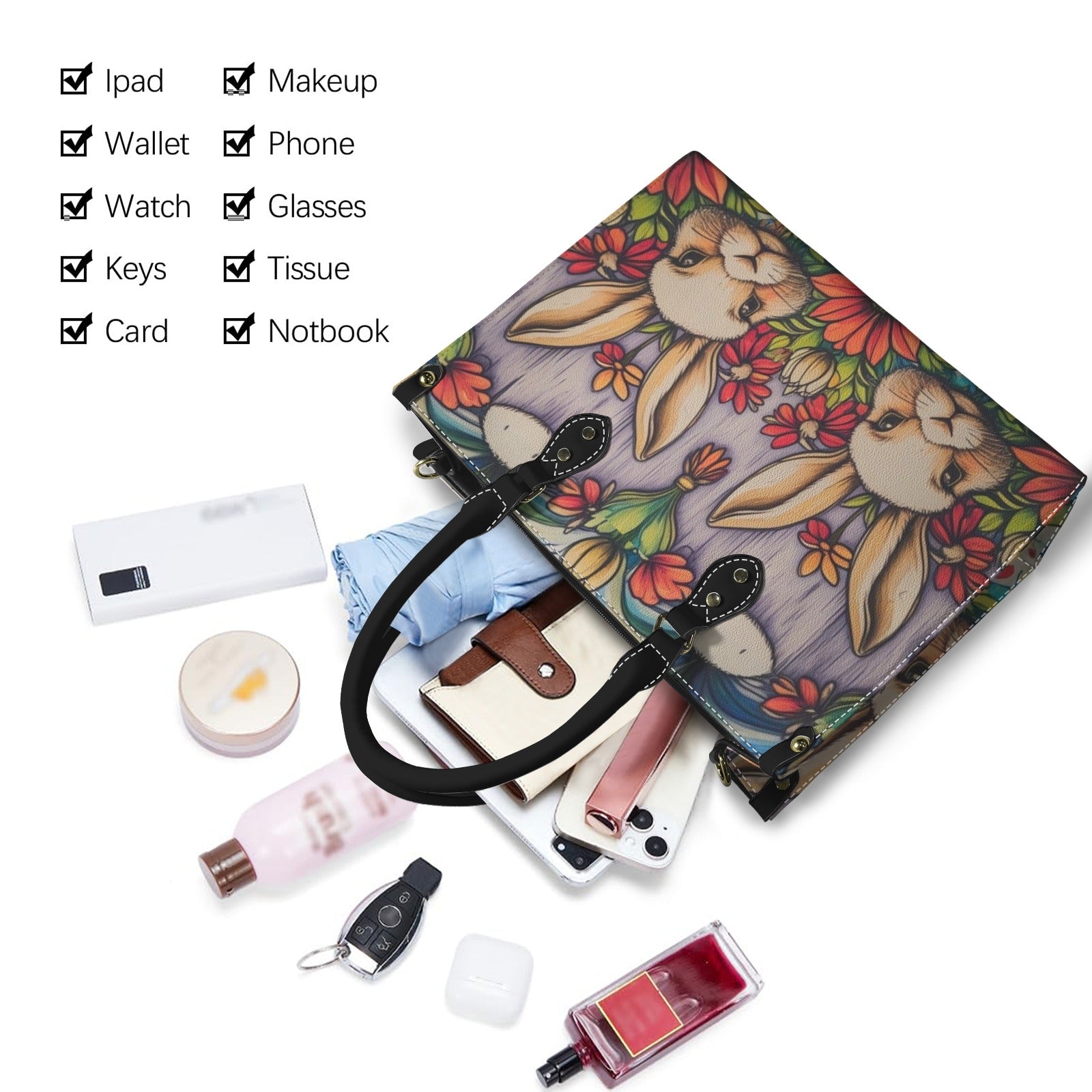 Bunny Garden Leather Handbag