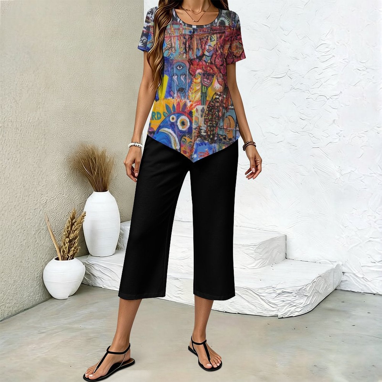 Abstract Collage Art Print Top and Bottom Set