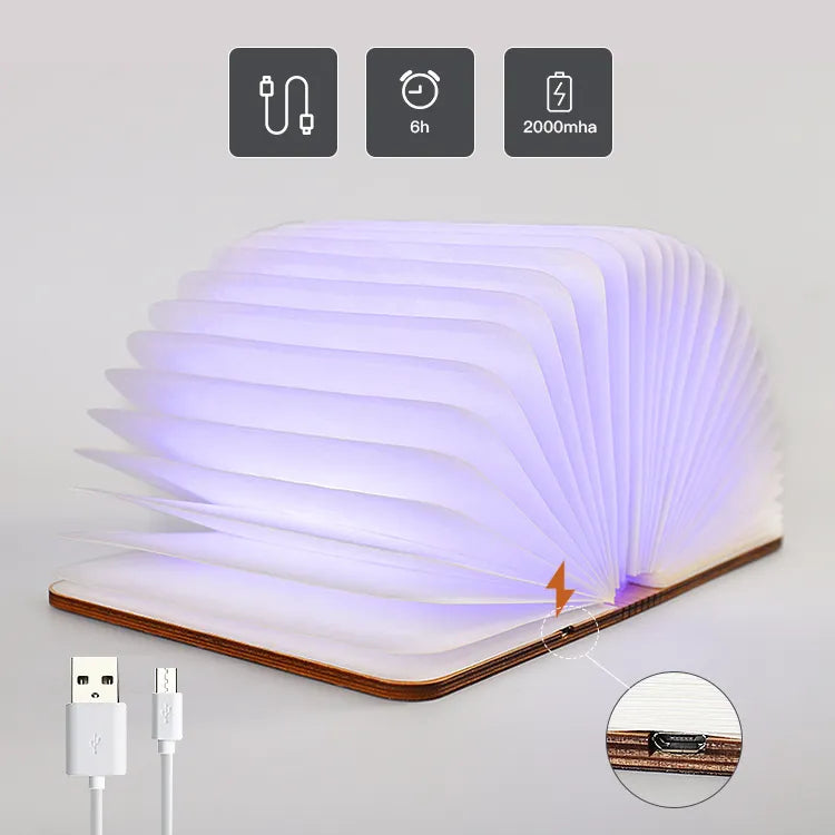 Custom Foldable LED Magic Book Lamp - Personalized Bookish Gifts For Book Lovers, Bookworms, Readers - Light Up Your Own Little Bookstore