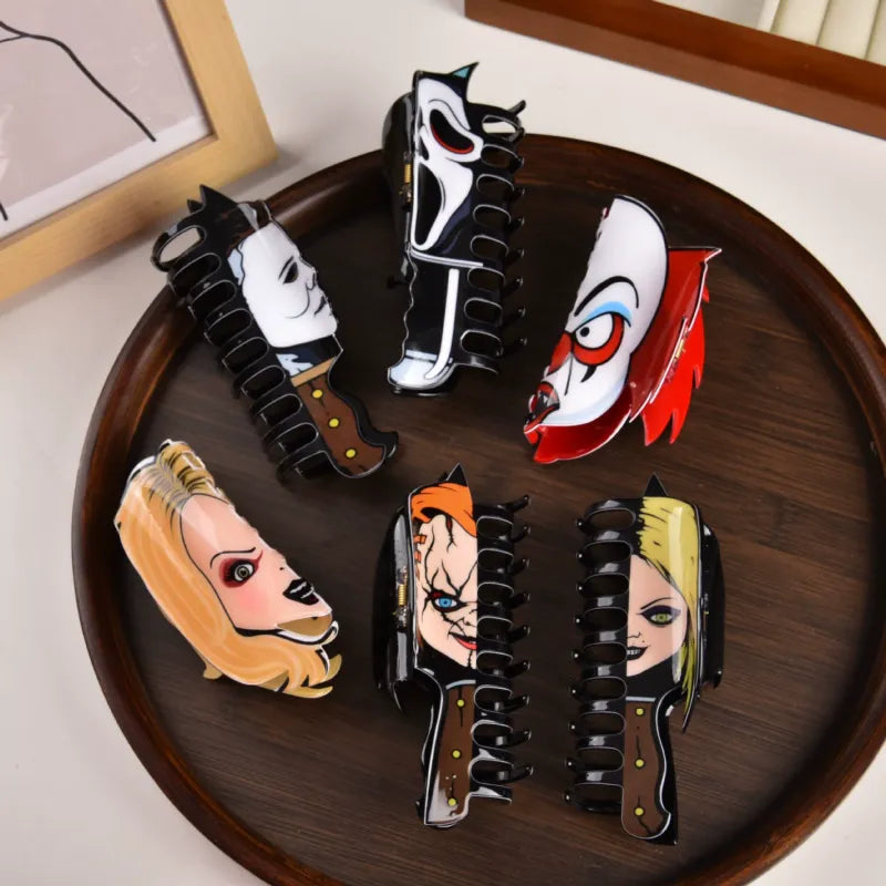 Halloween Clown Ghost Face Hair Clip Back Of The Head Hair Clip Shark Hair Clip Headdress Hairpin Ladies Halloween Gift
