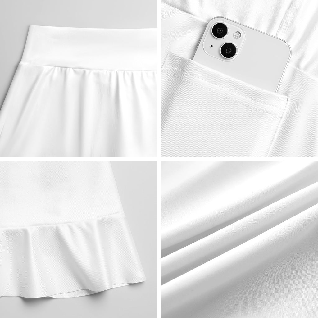 Custom Women's High Waist Tennis Skirt Pocketed Ruffle Hem Athletic Skort