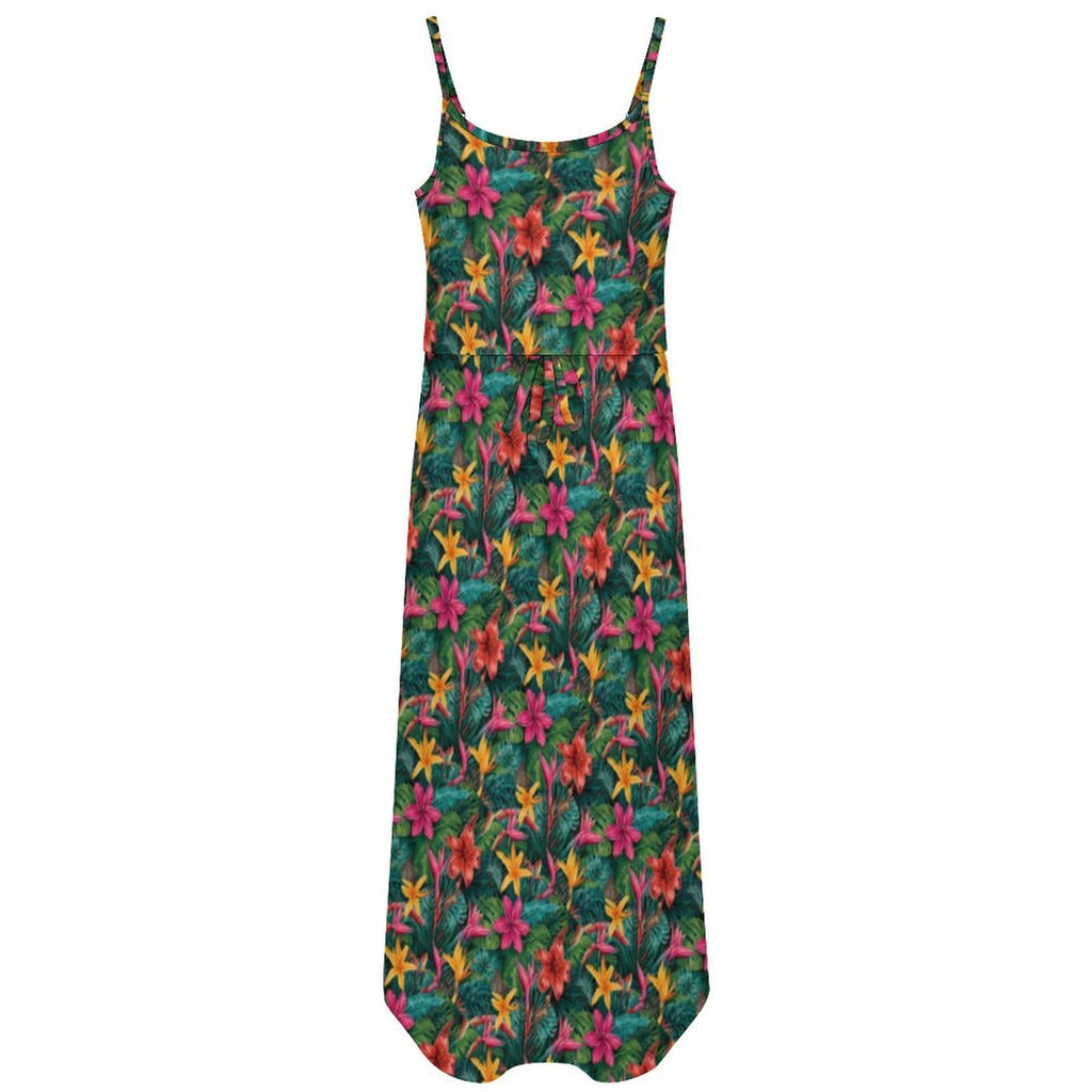 Custom Womens Spaghetti Strap Tie Waist Midi Dress