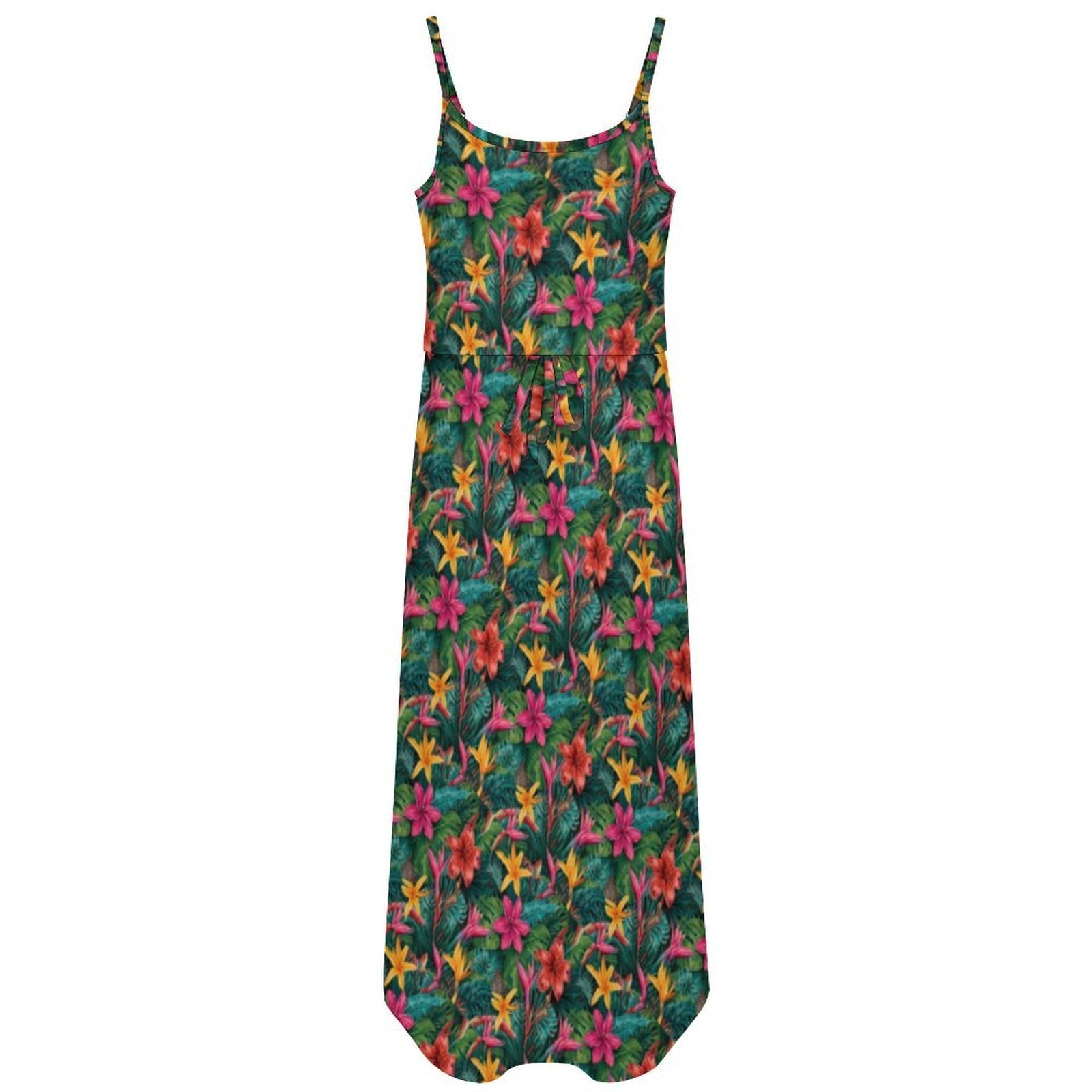 Custom Womens Spaghetti Strap Tie Waist Midi Dress