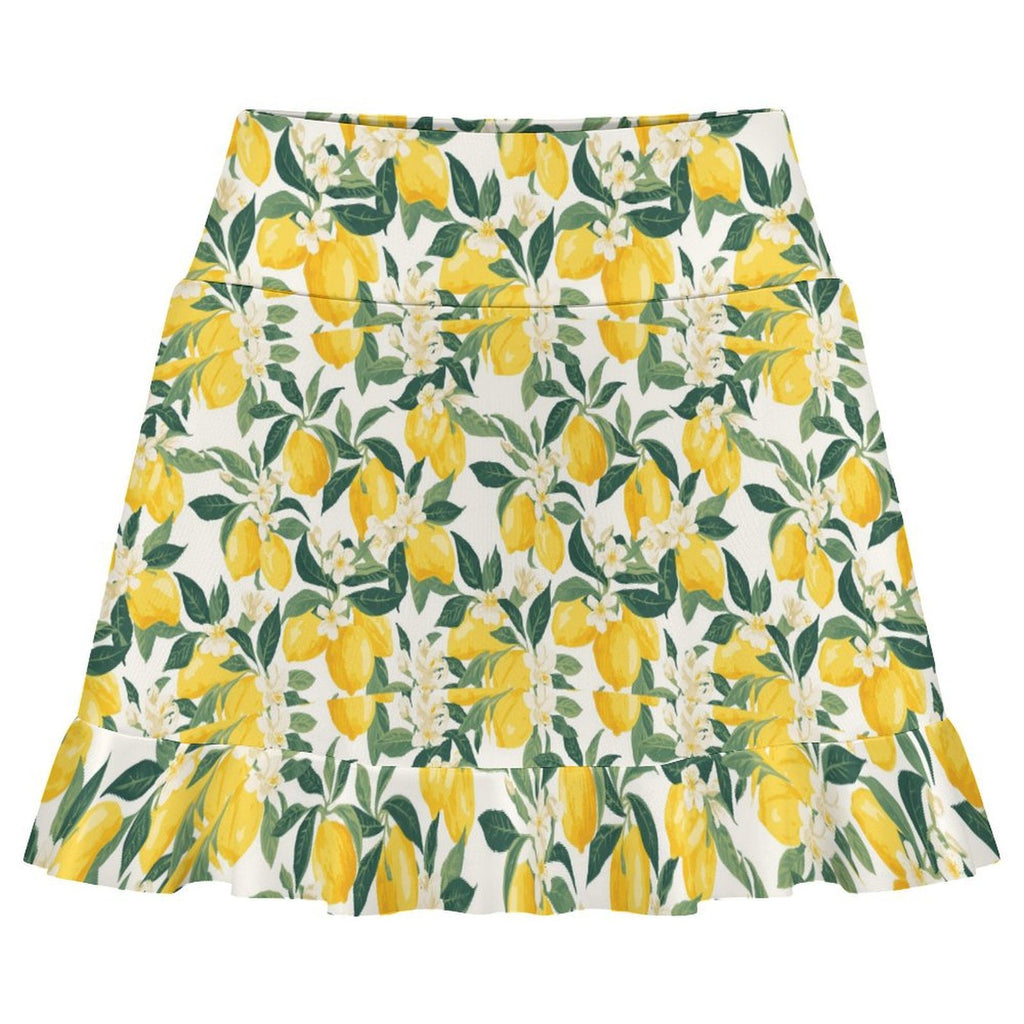 Custom Women's High Waist Tennis Skirt Pocketed Ruffle Hem Athletic Skort