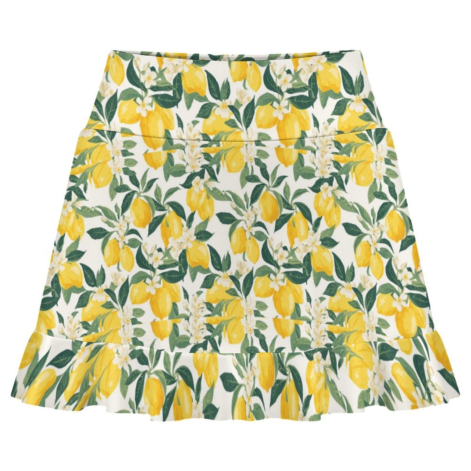 Custom Women's High Waist Tennis Skirt Pocketed Ruffle Hem Athletic Skort