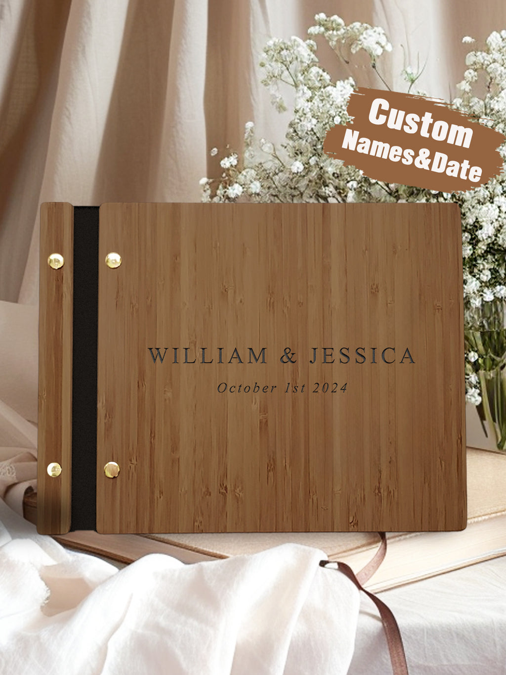 Custom UV Printed  Wooden Wedding Guest Books