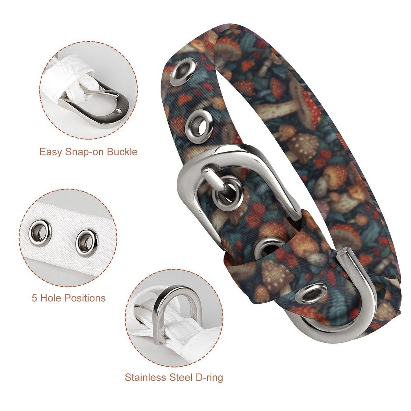 Custom Adjustable Pet Collar With Metal Buckle And D Ring