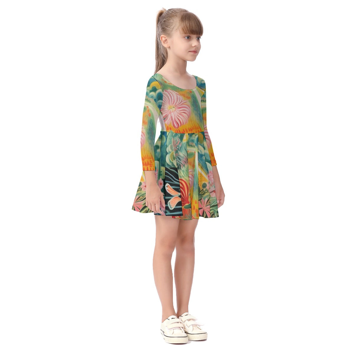Floral Surprise Kid's Long Sleeve Dress