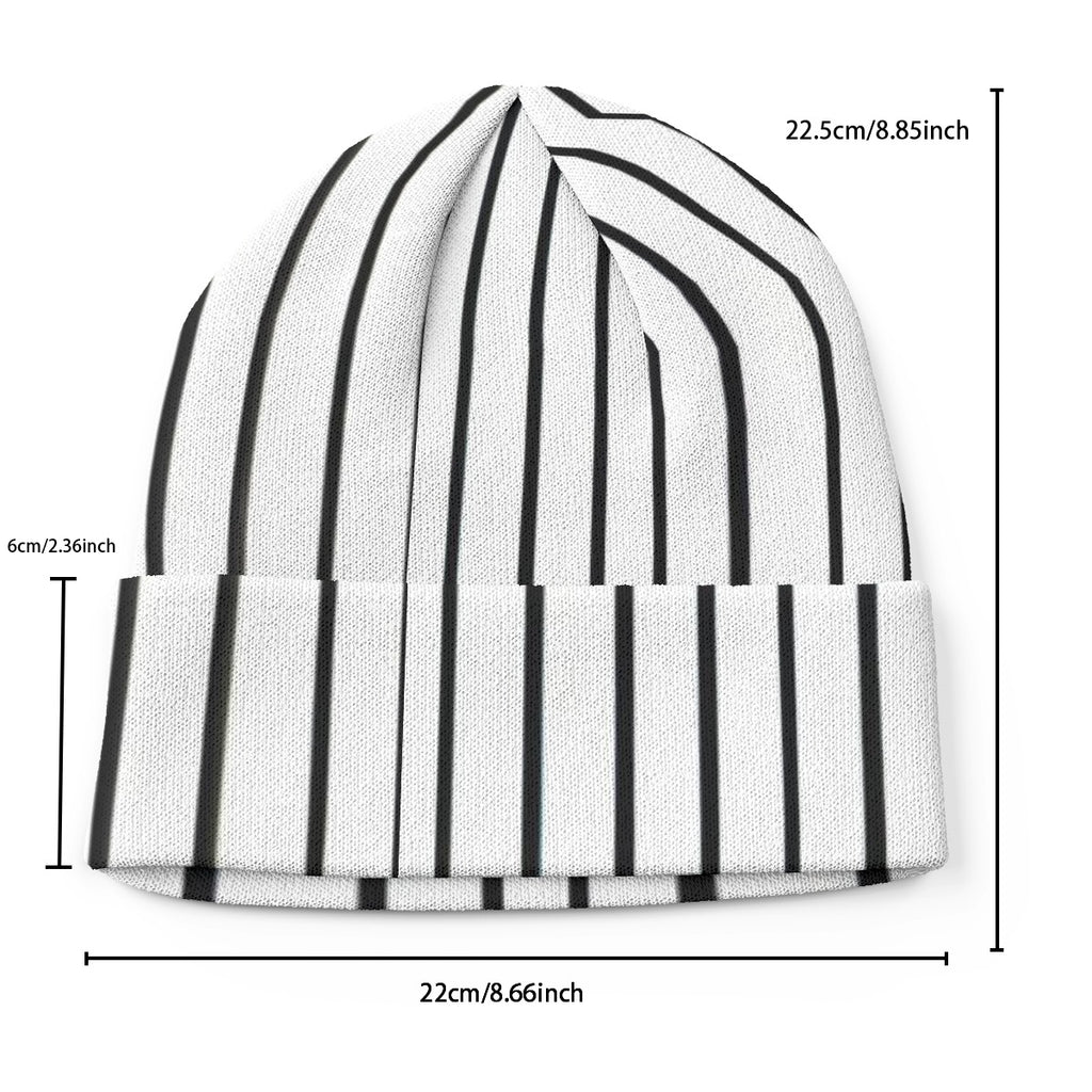 Black and White Striped All-Over Print Knitted Hat
