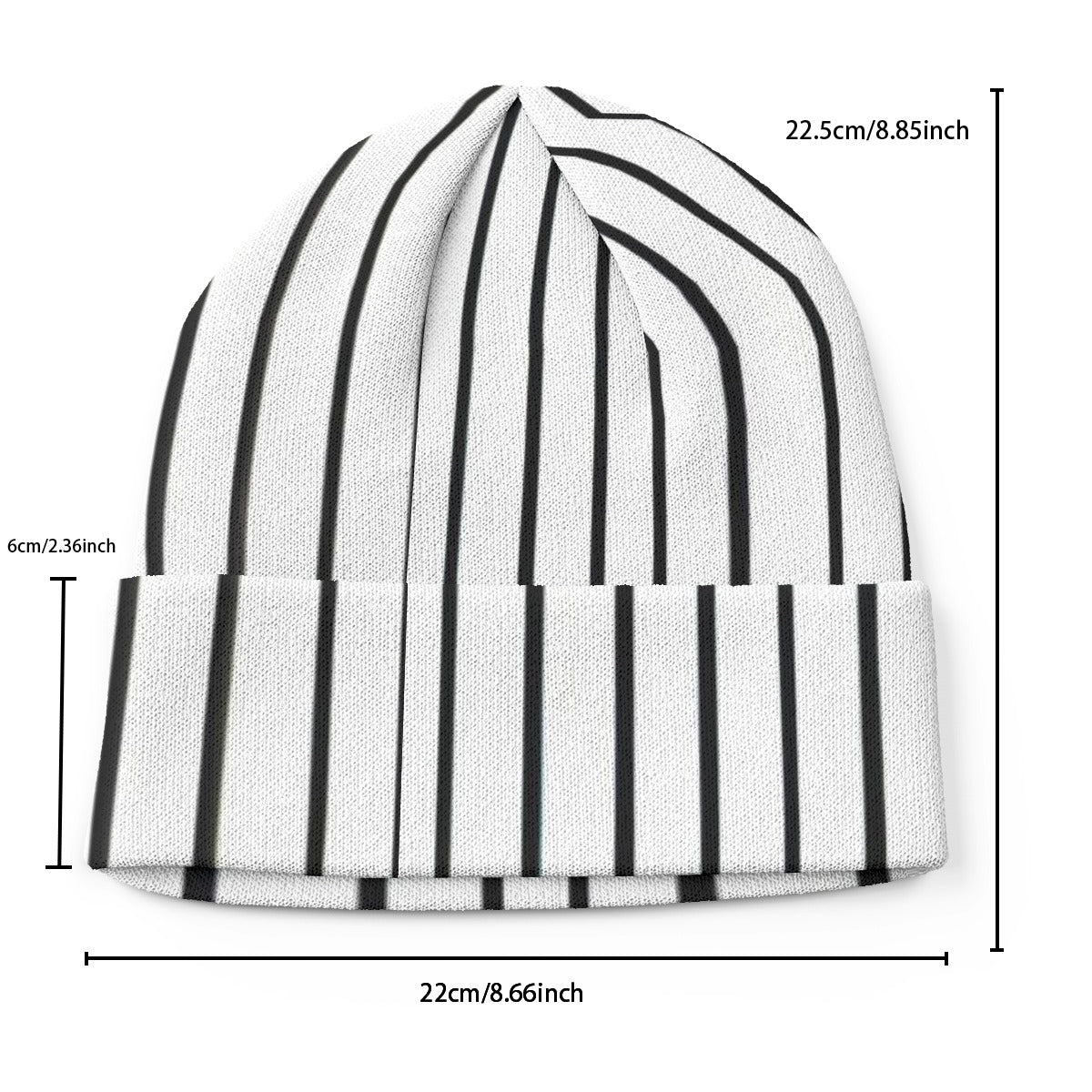 Black and White Striped All-Over Print Knitted Hat