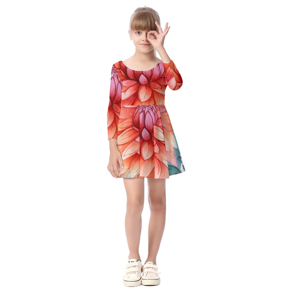 Floral Delight Kid's Long Sleeve Dress