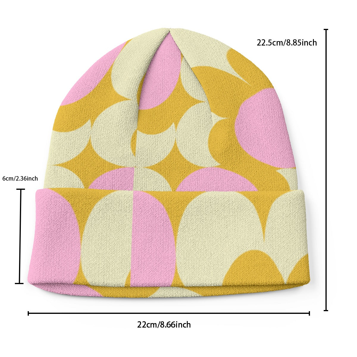 Pink Abstract Orange Print All-Over Print Knitted Hat