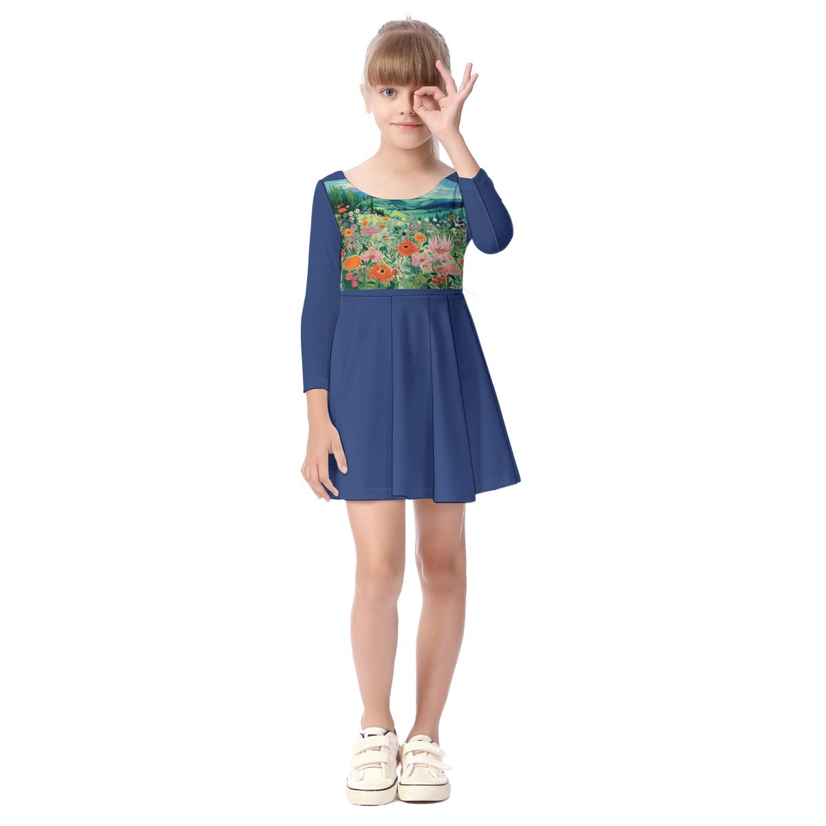 All-Over Print Kid's Long Sleeve Dress