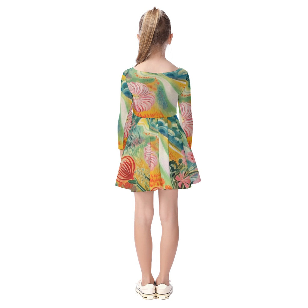 Floral Surprise Kid's Long Sleeve Dress