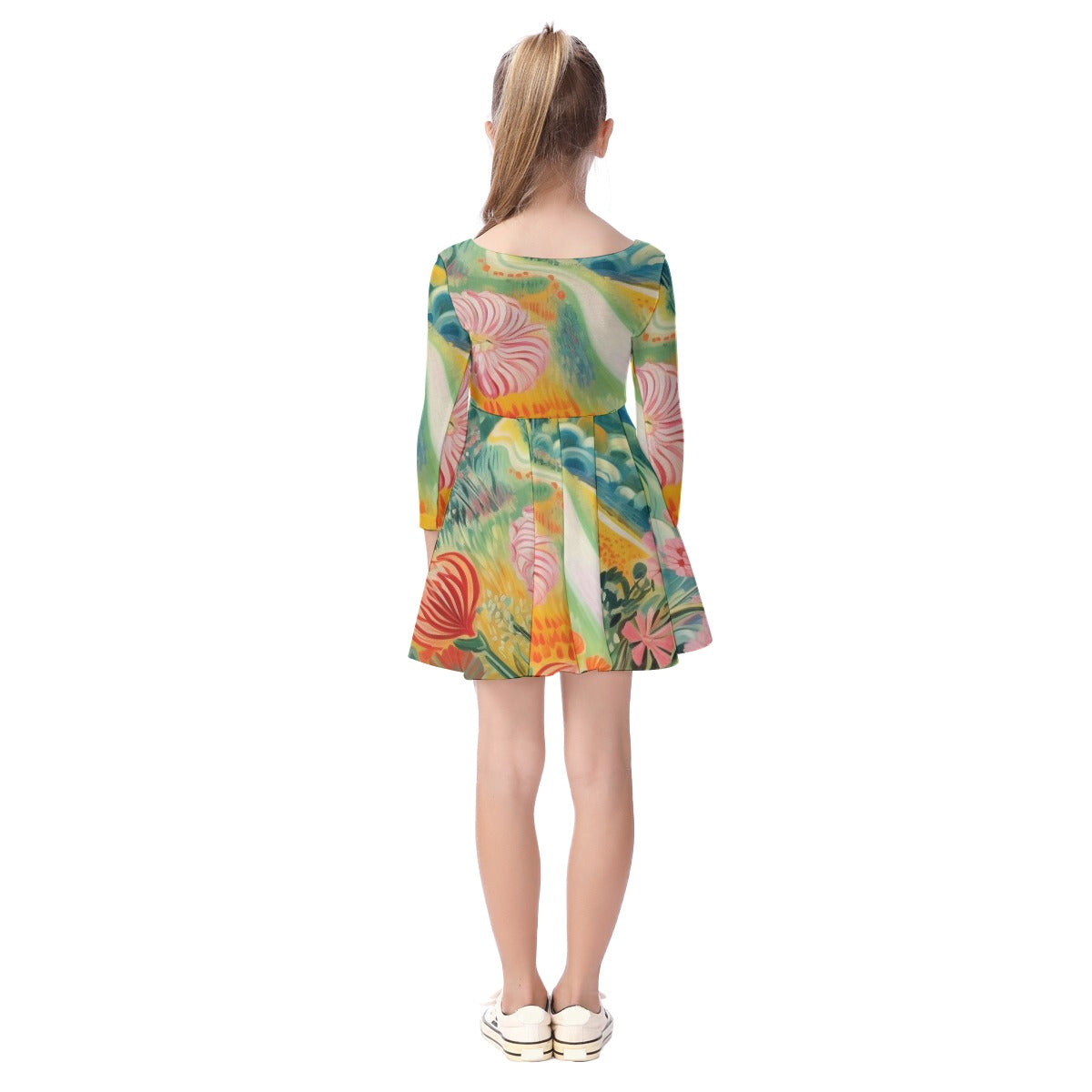 Floral Surprise Kid's Long Sleeve Dress
