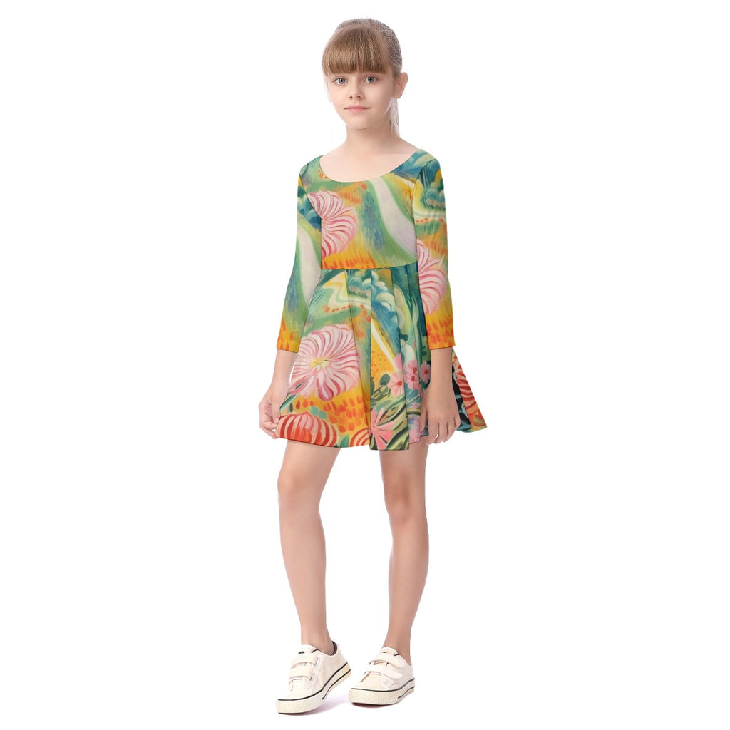 Floral Surprise Kid's Long Sleeve Dress