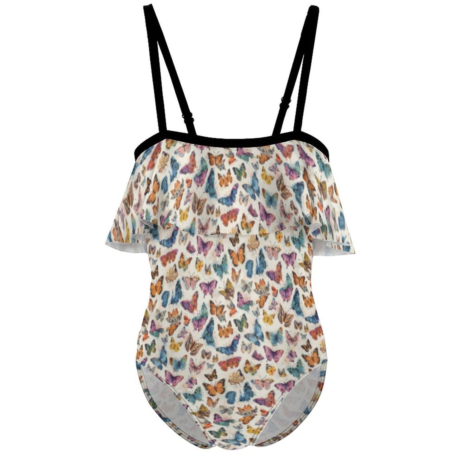 Custom Girl's Ruffle One Piece Adjustable Strap Swimsuit