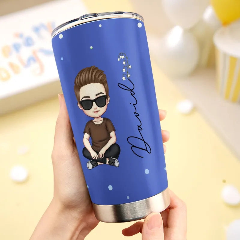 Personalized Cute Cartoon Birth Flower Water Cup Personalized Tumbler Cup Birthday Back to School Gift for Kids