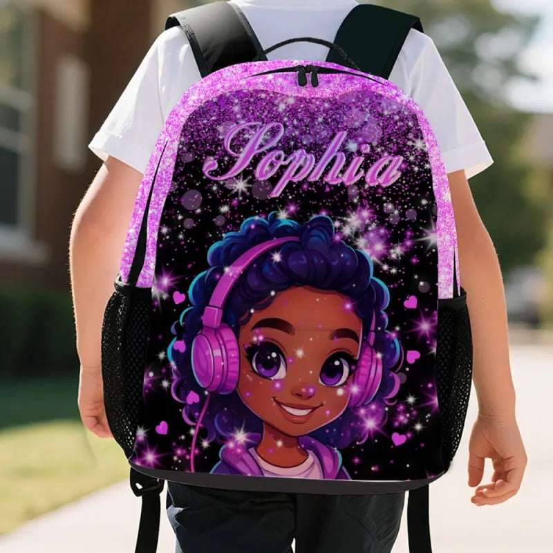 Personalized Backpack - Custom Name School Backpacks, Bookbag with Lunch Bag Set, Text School Bag for Kids, Back To School Gifts
