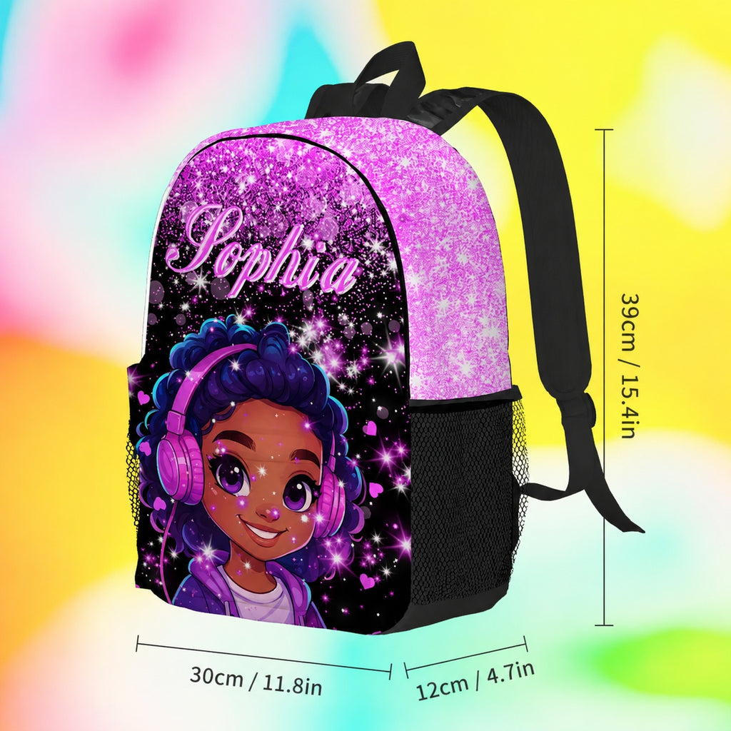 Personalized Backpack - Custom Name School Backpacks, Bookbag with Lunch Bag Set, Text School Bag for Kids, Back To School Gifts