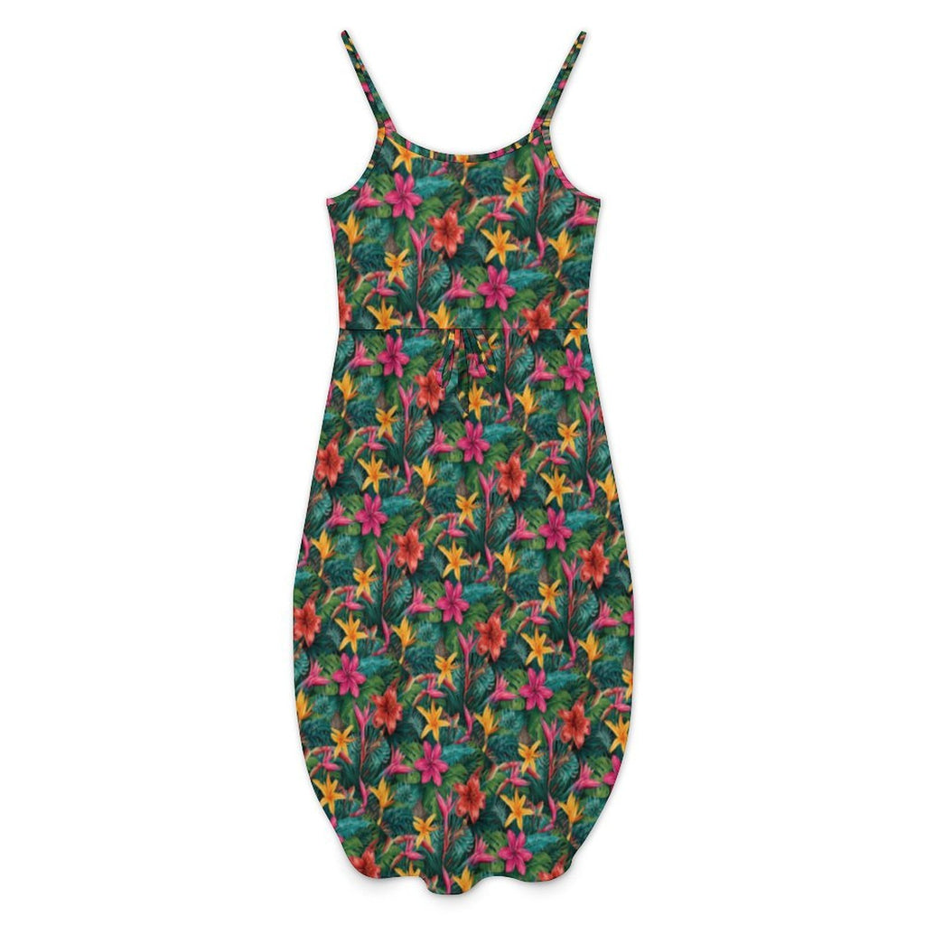 Custom Womens Spaghetti Strap Tie Waist Midi Dress