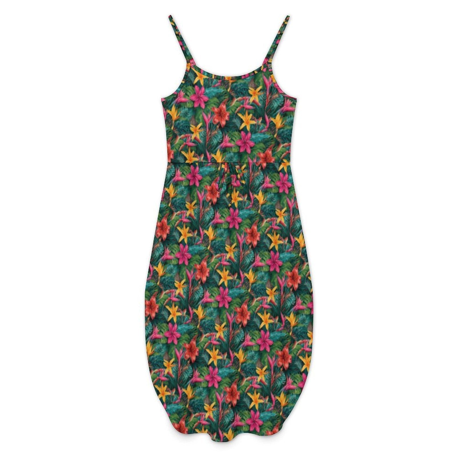 Custom Womens Spaghetti Strap Tie Waist Midi Dress