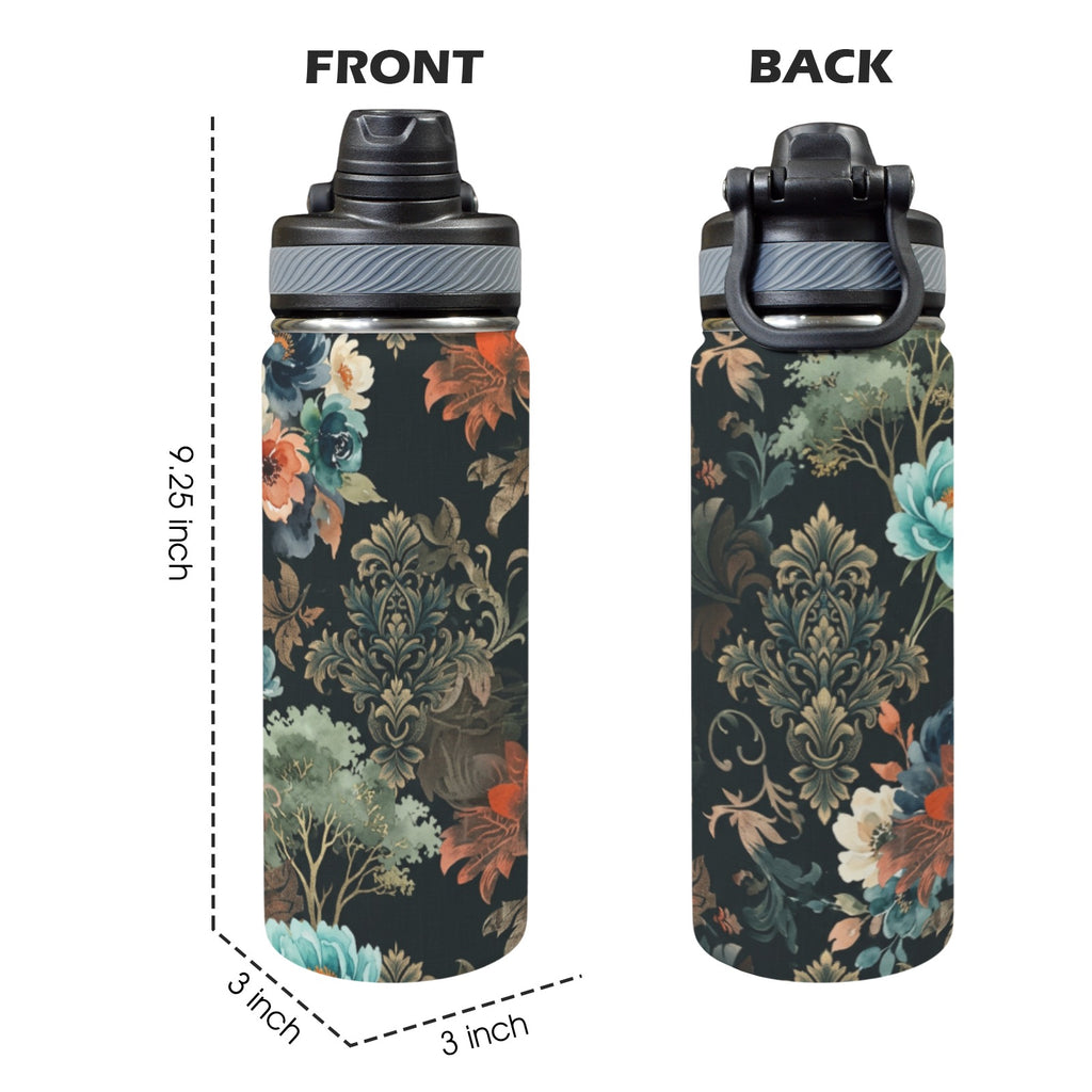Floral Water Bottle With Cap