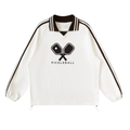 Contrast Striped Lapel Collar Sweatshirt