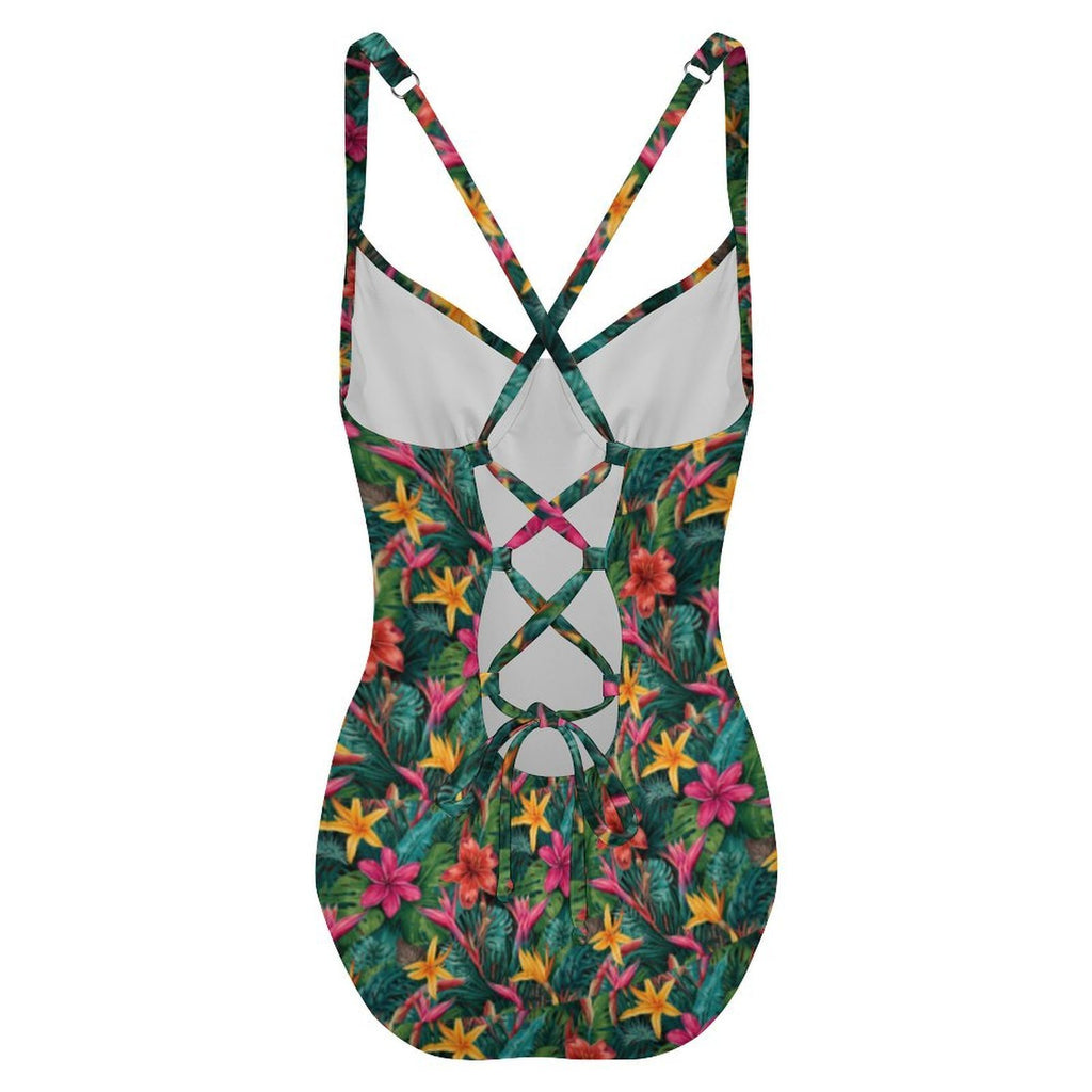 Customizable Full Print One-Piece Swimsuit Push-Up Adjustable Strap Swimwear