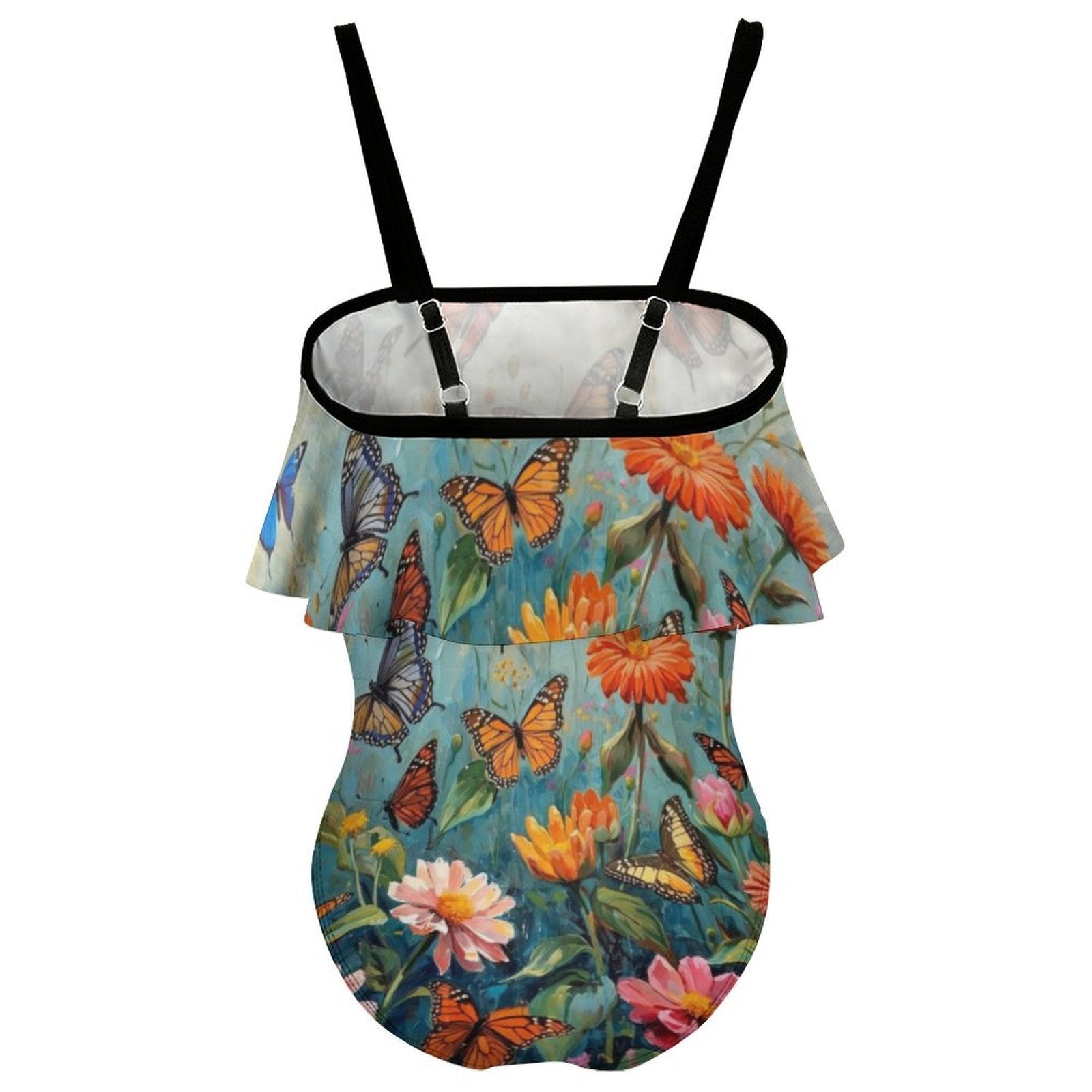 Custom Girl's Ruffle One Piece Adjustable Strap Swimsuit