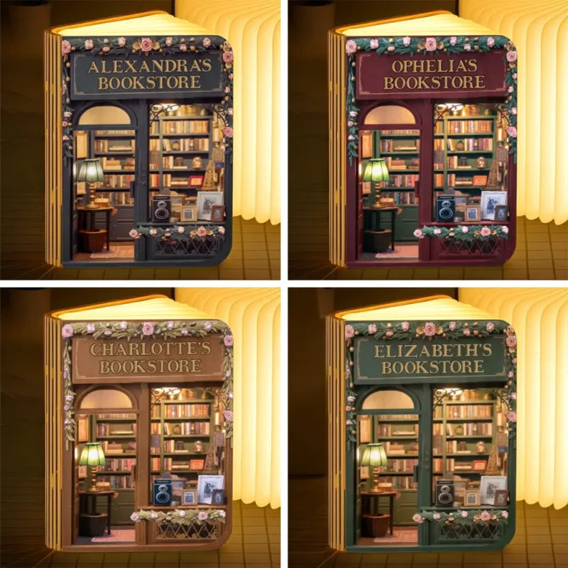 Custom Foldable LED Magic Book Lamp - Personalized Bookish Gifts For Book Lovers, Bookworms, Readers - Light Up Your Own Little Bookstore