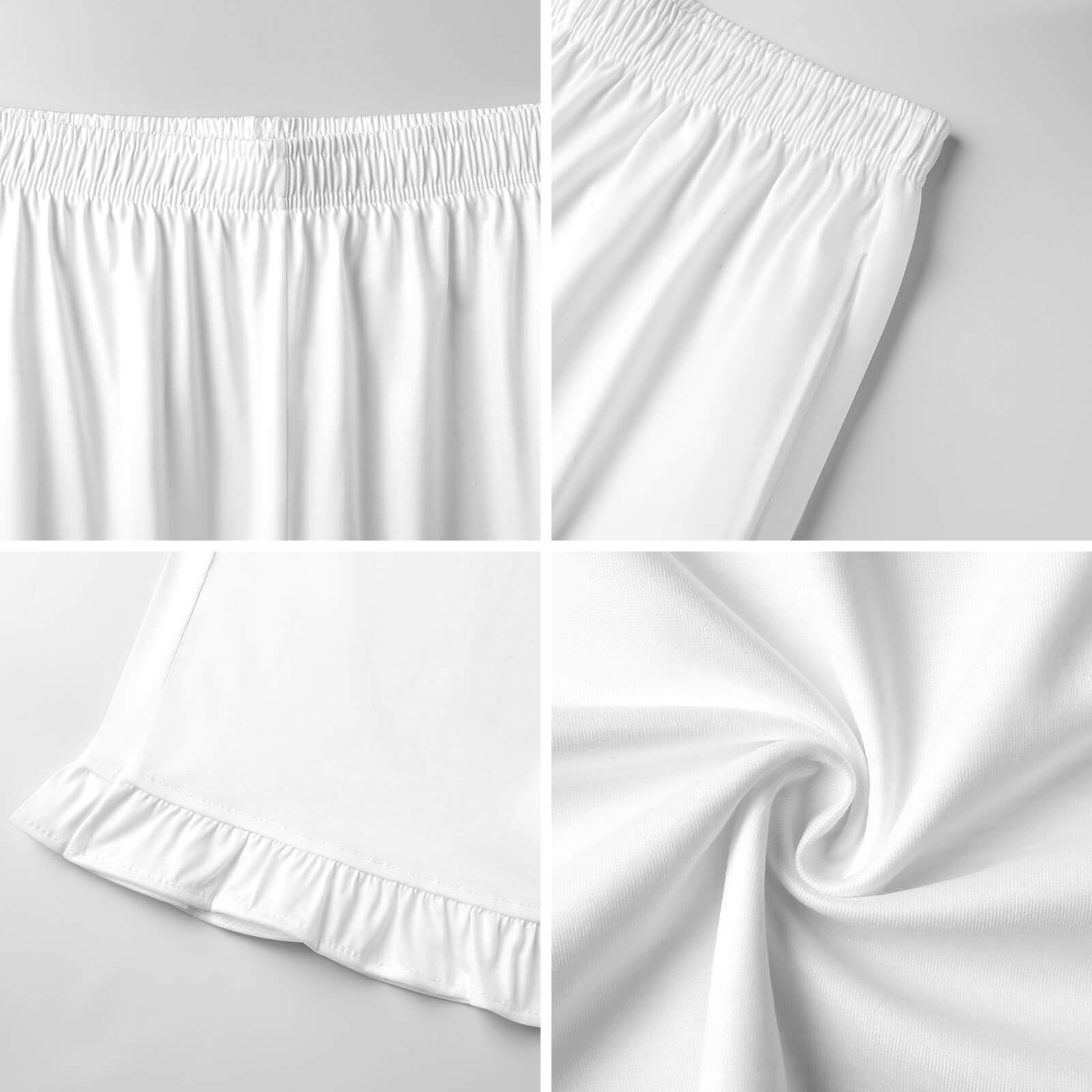 Custom Womens Elastic Waist Ruffle Hem Pocketed Wide Leg Pants