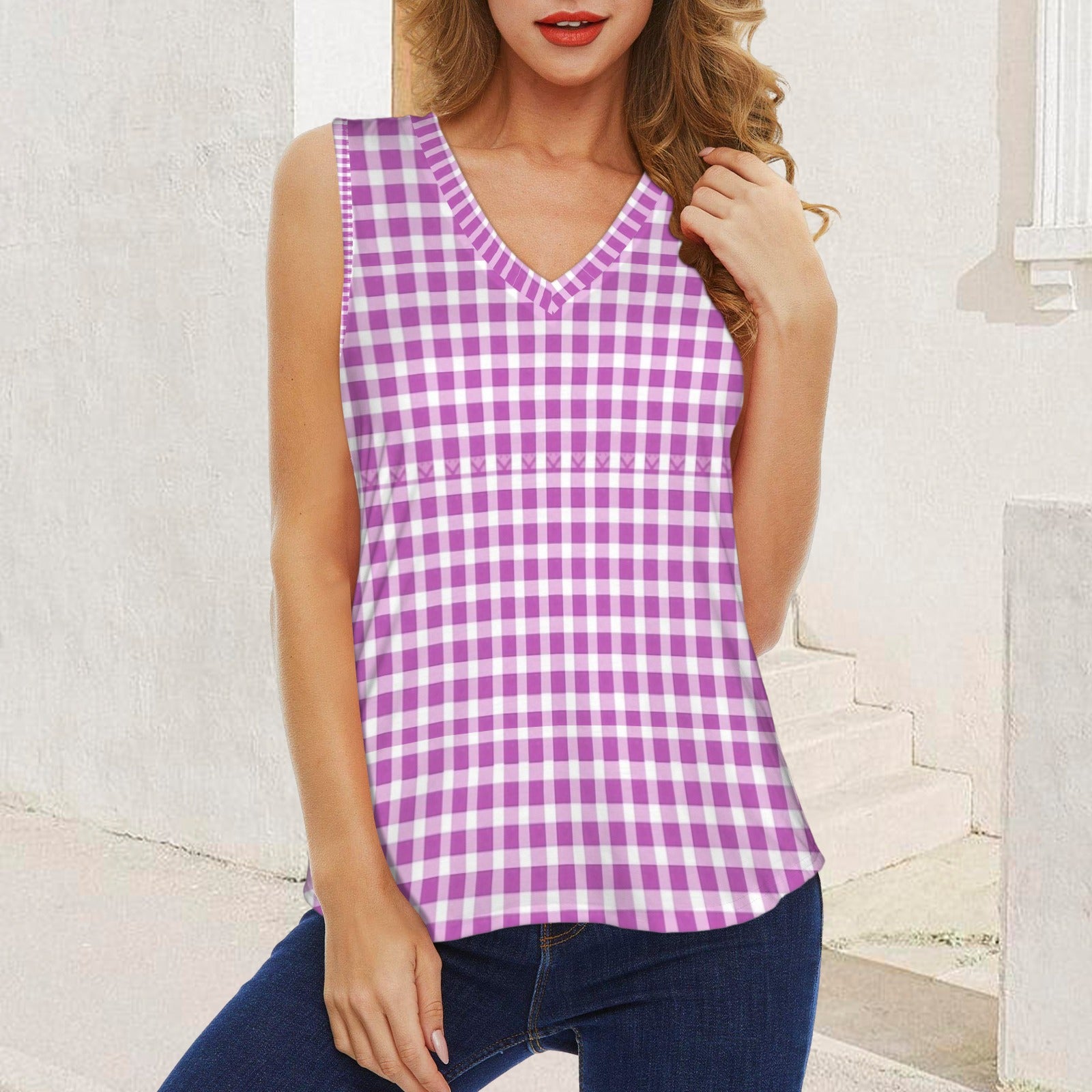 purple checker pattern picnic  blanket style