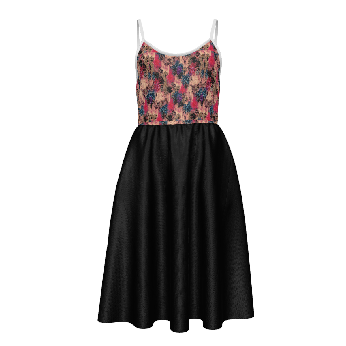 All Over Print Women's Long Slip Dress with Double Side Pockets