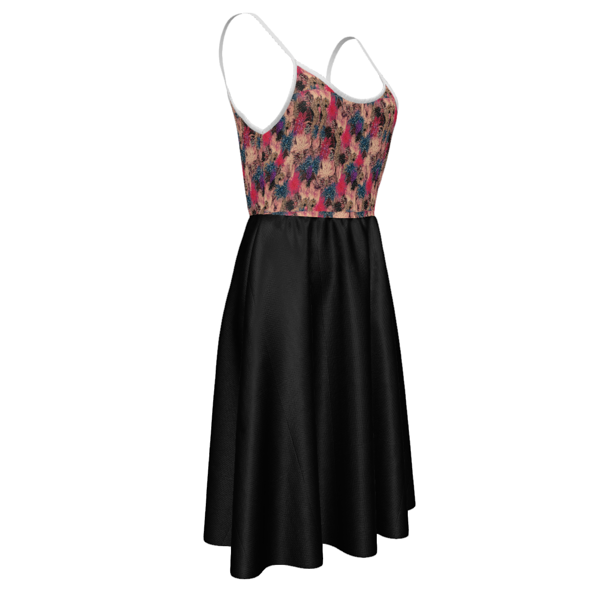 All Over Print Women's Long Slip Dress with Double Side Pockets