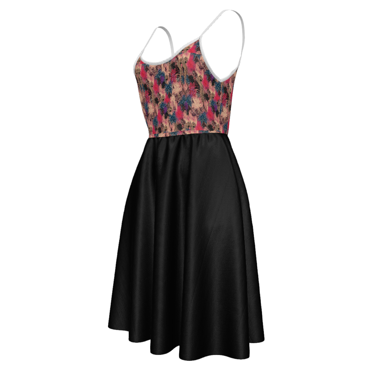 All Over Print Women's Long Slip Dress with Double Side Pockets