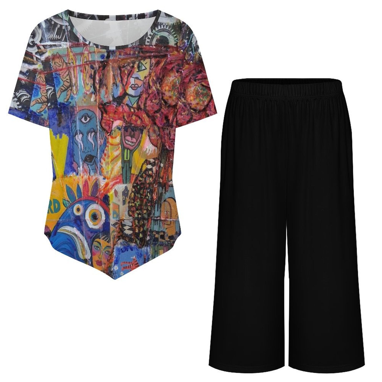 Abstract Collage Art Print Top and Bottom Set