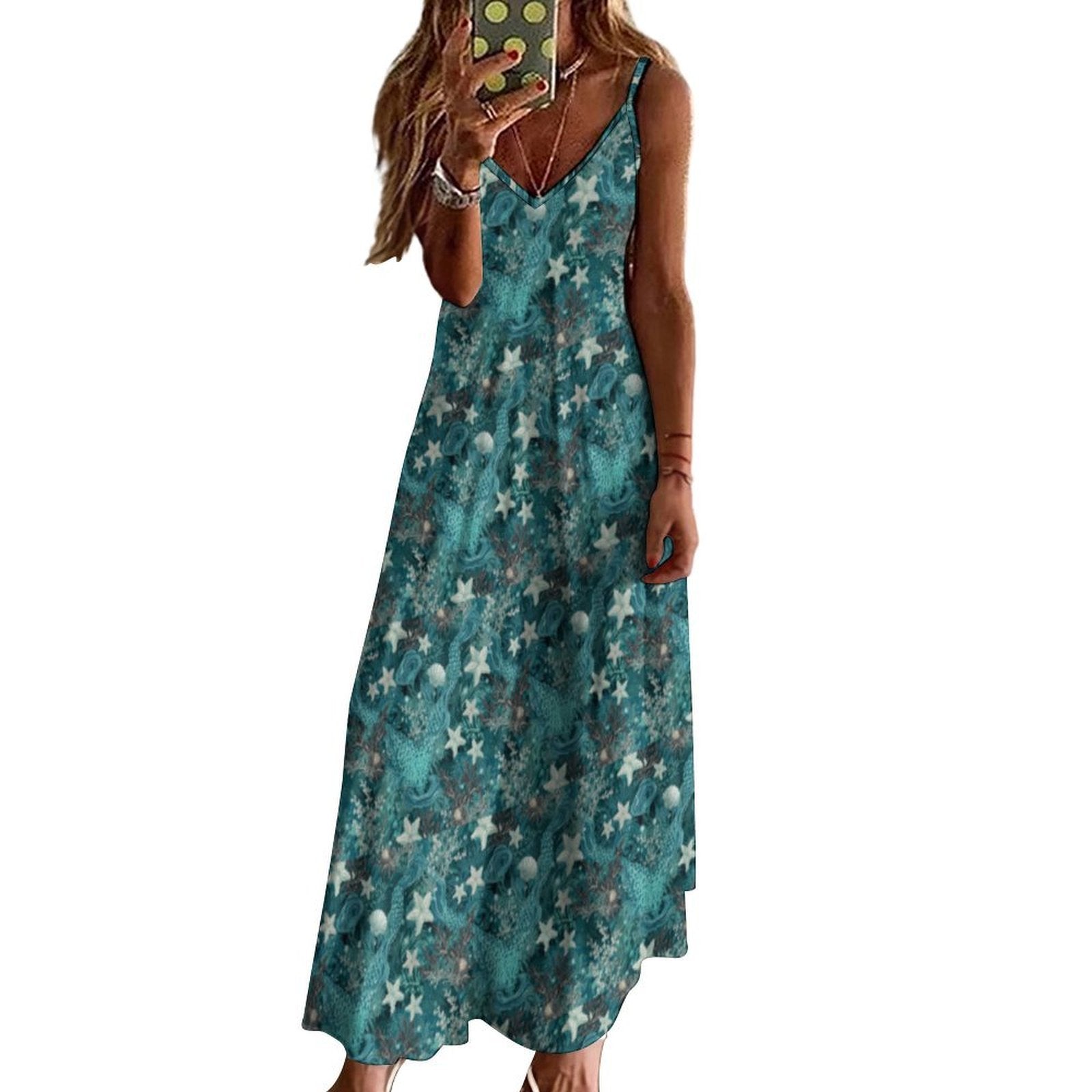 Women's Spaghetti Strap V-Neck Maxi Dress