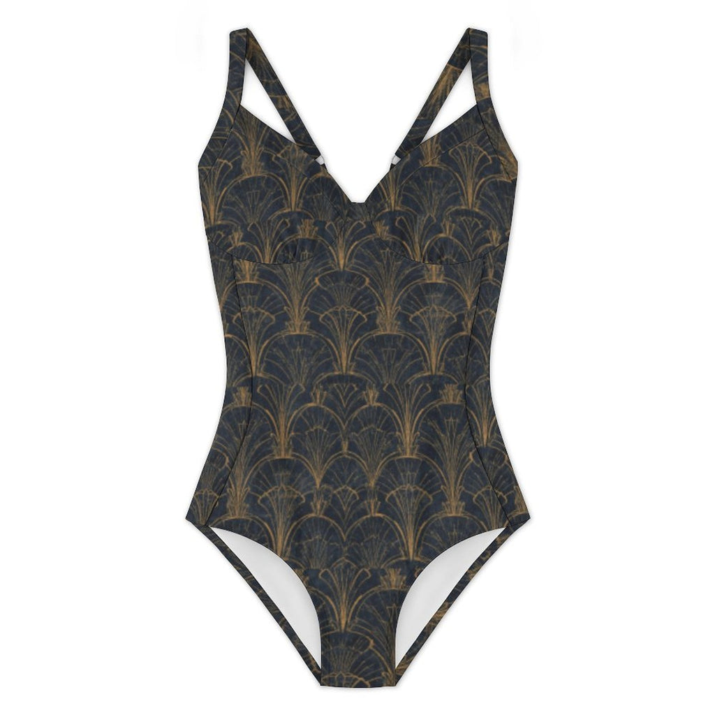 Customizable Full Print One-Piece Swimsuit Push-Up Adjustable Strap Swimwear