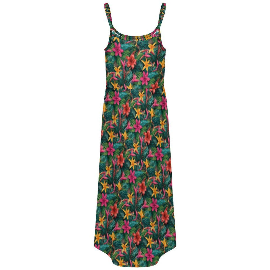 Custom Womens Spaghetti Strap Tie Waist Midi Dress