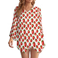 Custom Women's V Neck Bell Sleeve Asymmetrical Hem Chiffon Blouse Top