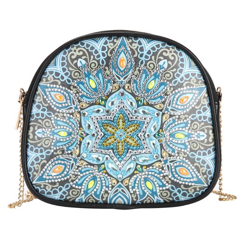 One-Shoulder Handmade Peacock Mandala Diamond Satchel