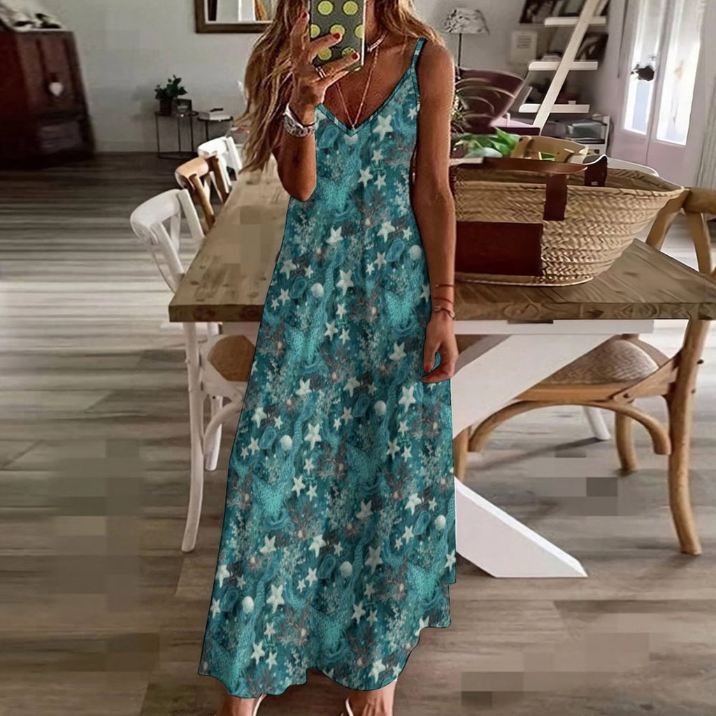 Women's Spaghetti Strap V-Neck Maxi Dress
