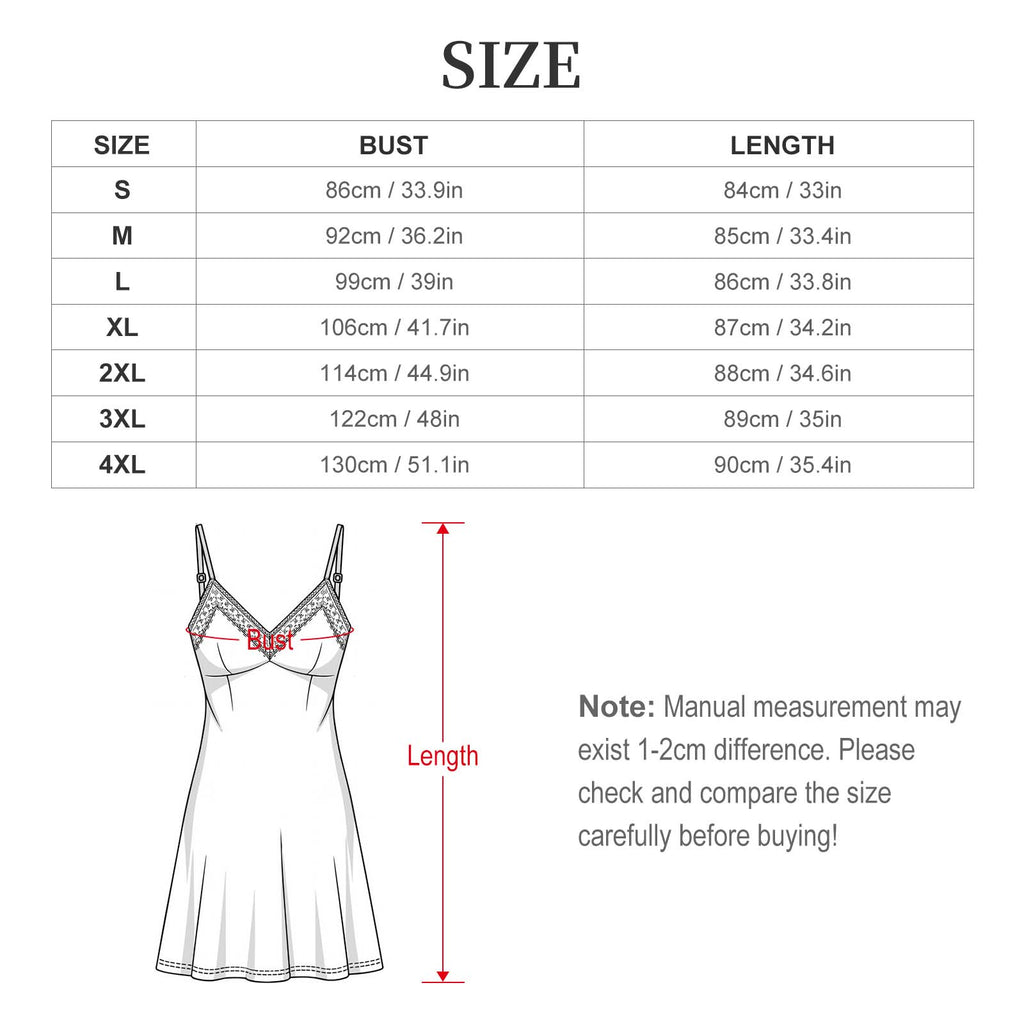 Custom Women's Spaghetti Strap Lace Trim V Neck Loose Sleep Dress