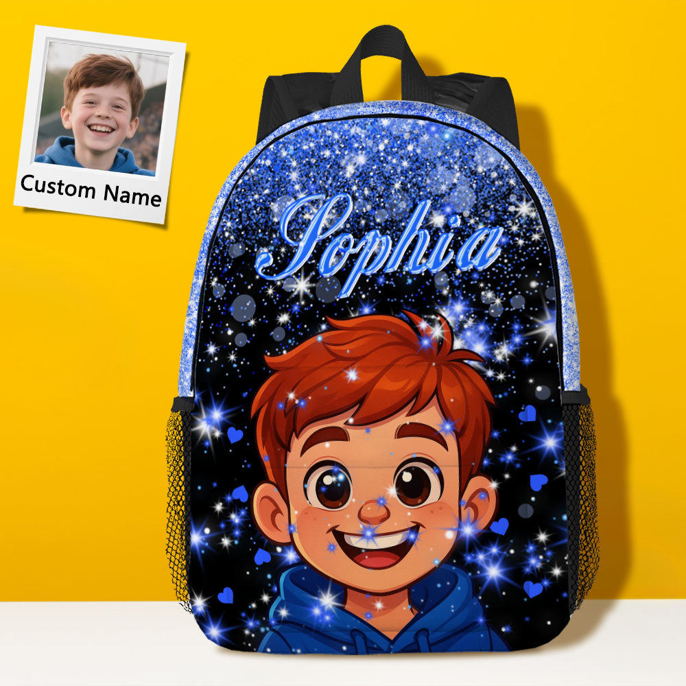 Personalized Backpack - Custom Name School Backpacks, Bookbag with Lunch Bag Set, Text School Bag for Kids, Back To School Gifts