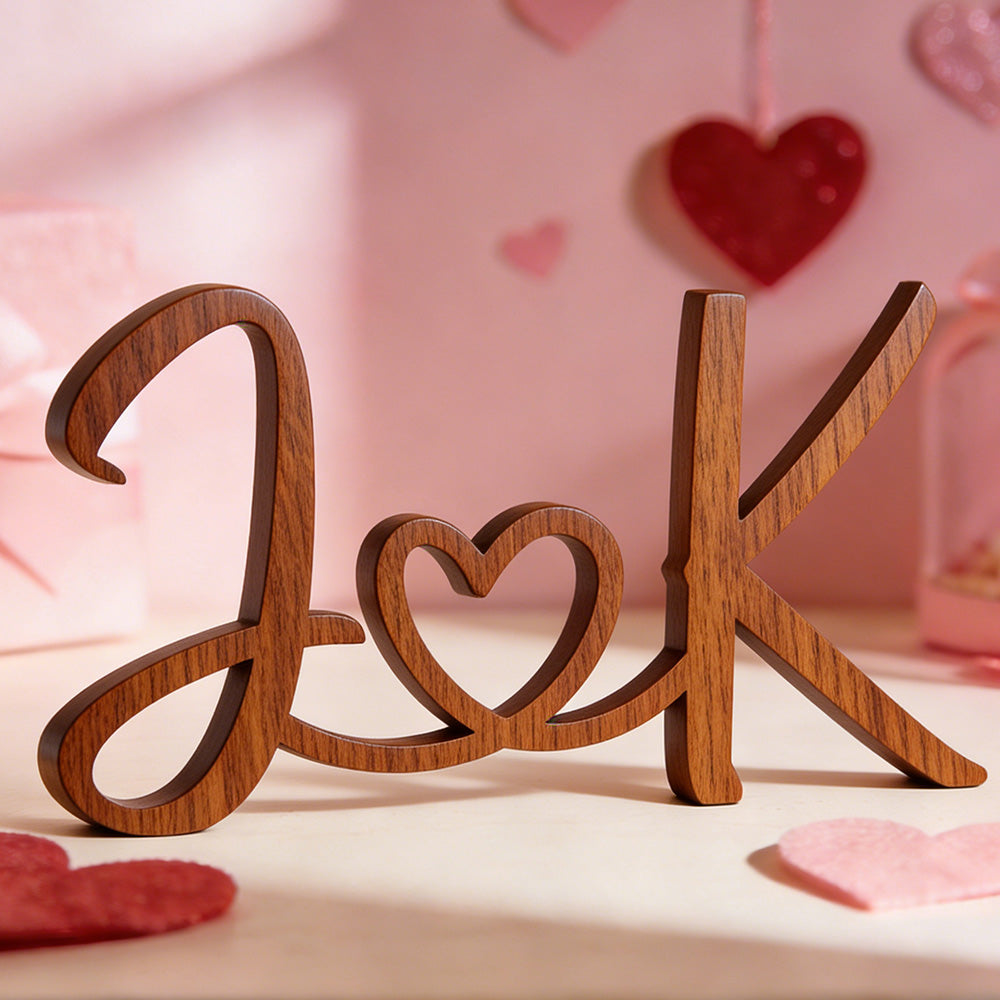 Personalized Wooden Couple Initials Sign – Rustic Anniversary Gift
