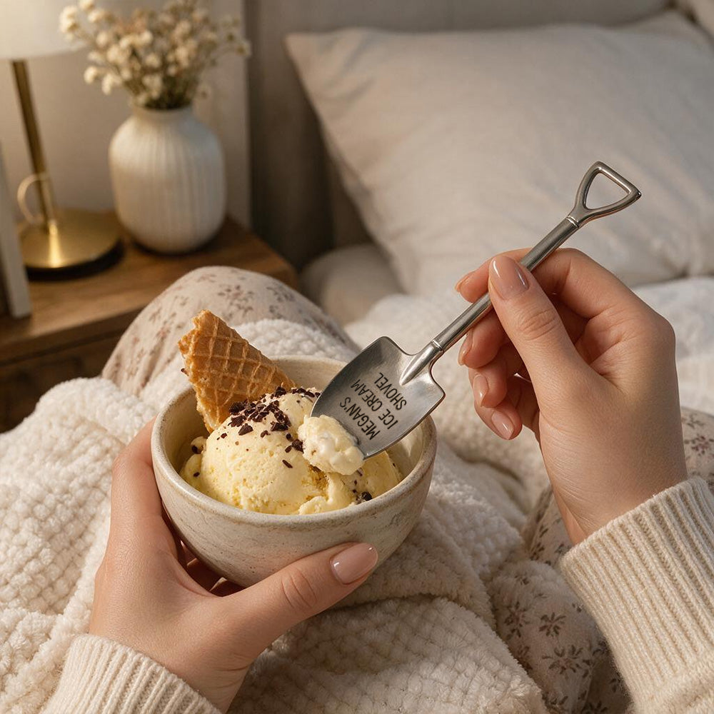 Personalized Shovel Ice Cream Spoon – Custom Engraved Dessert Spoon with Name, Gift for Family & Friends