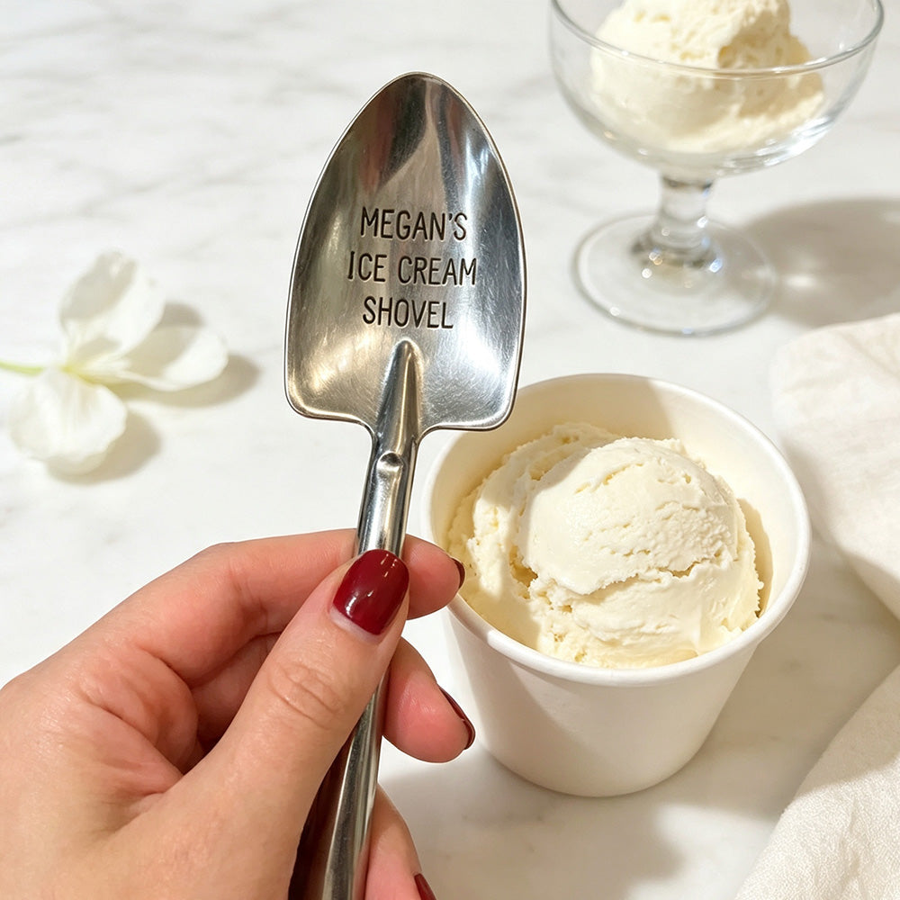 Personalized Shovel Ice Cream Spoon – Custom Engraved Dessert Spoon with Name, Gift for Family & Friends