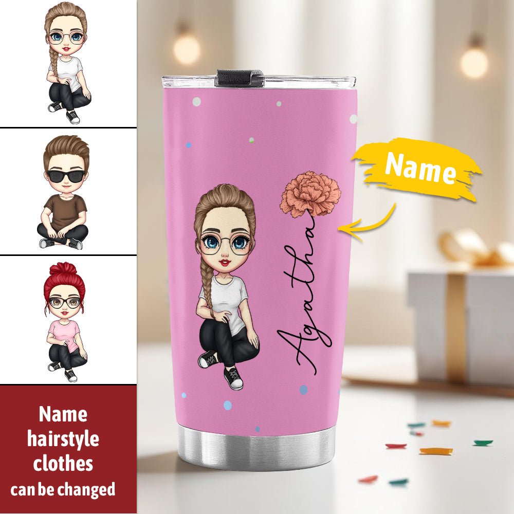 Personalized Cute Cartoon Birth Flower Water Cup Personalized Tumbler Cup Birthday Back to School Gift for Kids